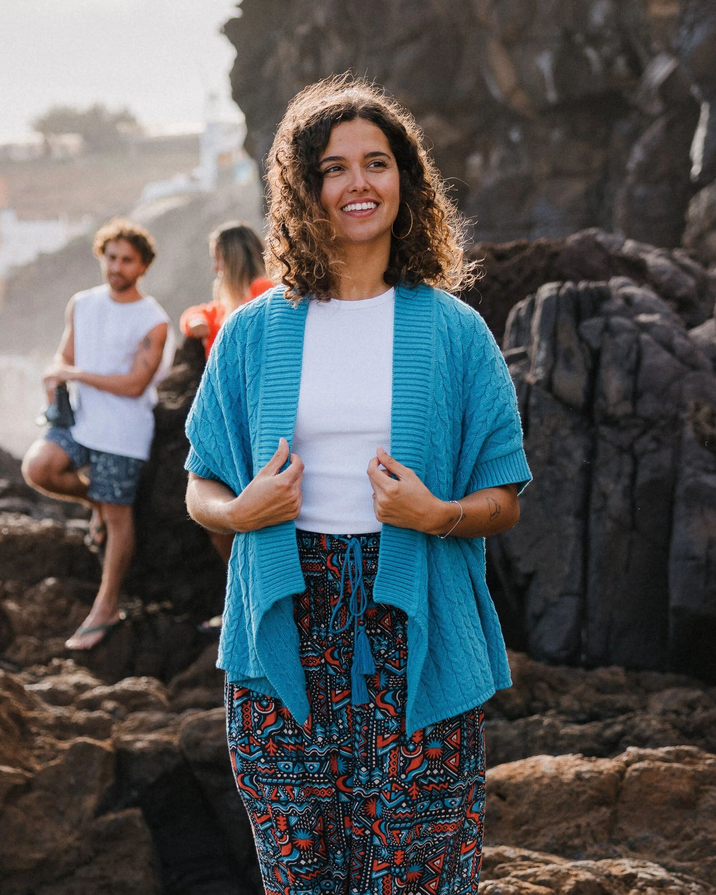 Homely Knitted Cardigan - Bluejay