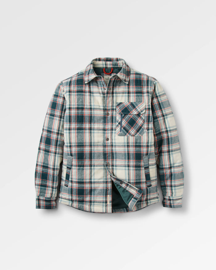 Taranaki Quilted Overshirt - Off White/Dark Fern Check
